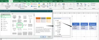 Inserting bullets using a SmartArt graphic tool in Excel
