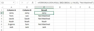 Handle the error using IFERROR() with VLOOKUP() function 10