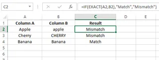 Combine IF with EXACT to customize the output in Excel 6