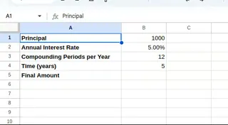 Setting up the Excel table. 2