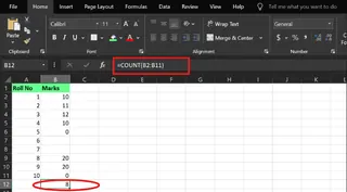 COUNT function in Excel 1
