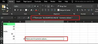 use the count function for data reporting in excel 10