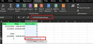 COUNT() function with named range 7