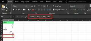 calculating the average using SUM and COUNT in excel 8