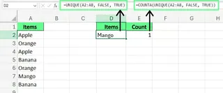 count unique values in Excel 1