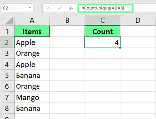 Count unique values using VBA editor in Excel. 11