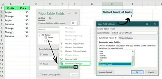 Count unique values using PivotTable in Excel. 9