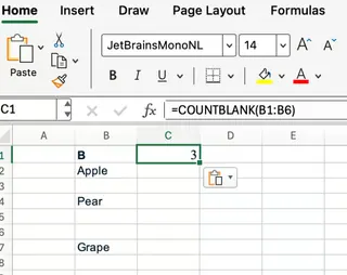 Counting blanks in a range with Excel COUNTBLANK 1