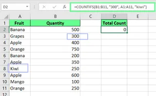 Applying AND logic using COUNTIFS function in Excel. 11