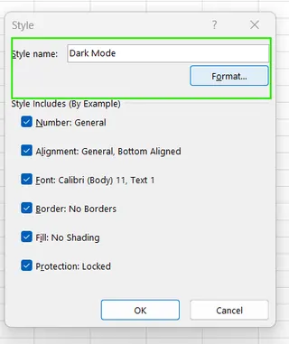 Format new cell style in Excel 7