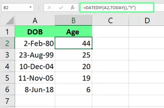 Find the age using IF() and TODAY() functions in Excel 7