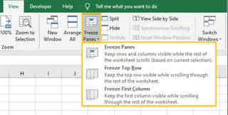Freeze Panes command location in Excel ribbon 1
