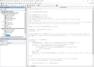 The Excel Visual Basic Editor window 1