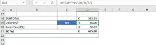 A simple Excel IF function to apply a fixed fee. 1