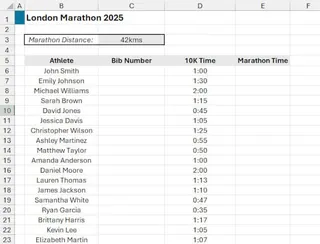 Calculating marathon time in Excel