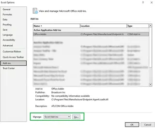 Managing Excel add-ins. 5