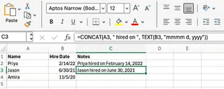 Handling numbers and dates with Excel CONCAT 6