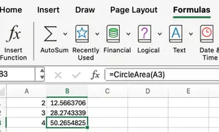 Excel LAMBDA function for a circle area 3