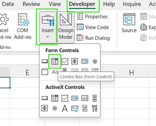 Excelでドロップダウンリストにフォームコントロールコンボボックスを使用する。 22