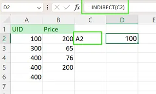 Using INDIRECT() to reference based on another cell in Excel. 1