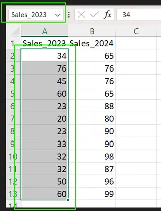 Naming cell ranges in Excel. 4