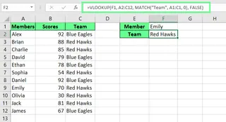 Combining VLOOKUP() and MATCH() in Excel. 9