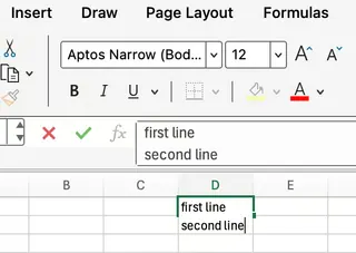 Excel new line in cell example 1
