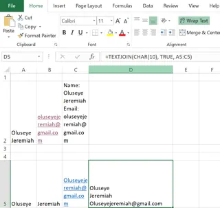 Excel new line in cell using TEXTJOIN 3