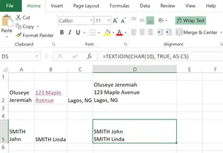 Stacking new lines in an Excel cell 4