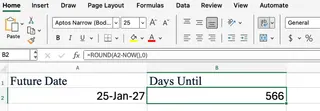 Excel NOW() combined with Excel ROUND() 2