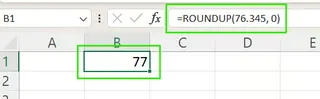 ROUNDUP in Excel simple example 1