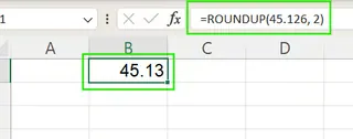 ROUNDUP in Excel to two decimal places 2