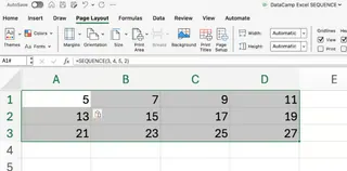 Using SEQUENCE in Excel to create a grid 2