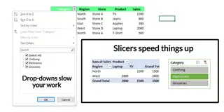 comparing drop-down menus with Excel slicers 1