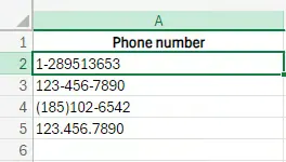 unformatted phone numbers in excel. 12