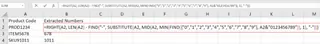 Extracting numbers from product codes in Excel. 4