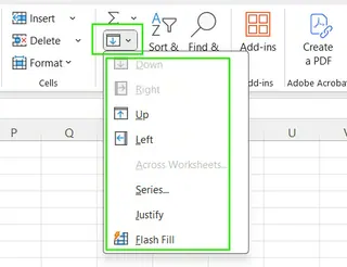 The Excel Fill option in the ribbon. 8