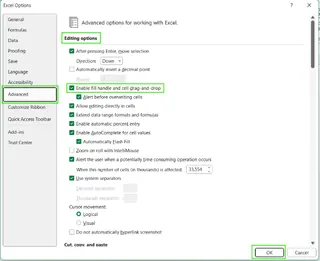 How to enable the Fill Handle in Excel. 9