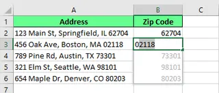 Extracting a zip code from a full address in Excel. 6