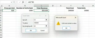 The cell must contain a value error while using Excel Goal Seek 13