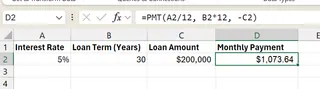 Excel Goal Seek used on a loan payment dataset 6