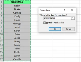 Select the data automatically and hit ok in excel 9