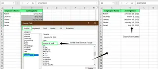 Customizing the date format in Excel. 3