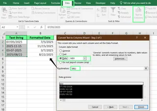 Converting text to date using Text to Column. 5