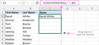 CONCATENATE function demonstration