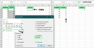 Dividing the numbers using the Paste Special method in Excel 3