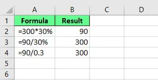 Dividing a number by the percentages in Excel 9