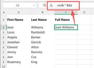 Combining first and last name with ampersand 1
