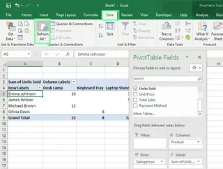 Refresh the PivotTable manually in Excel 1