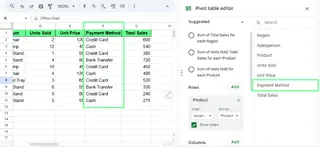 Pivot table editor in Google Sheets 5